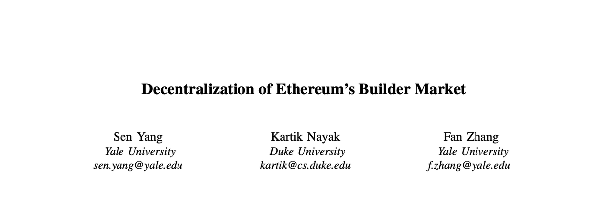 Excited to present our paper Decentralization of Ethereum's Builder Market at <a href="/IEEESSP/">IEEE S&P</a>  this week! Catch it in Session 1, Track 2: Blockchain I on May 13. If you are attending, feel free to come chat—happy to discuss anything related to blockchain/security!