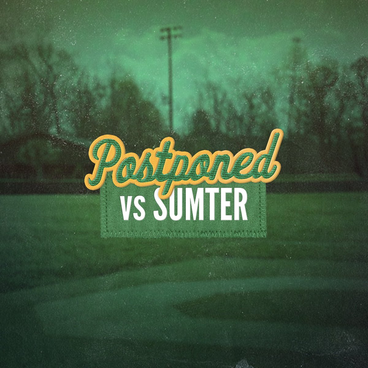 Our game against Sumter has been postponed and moved to Tuesday night.

We look forward to seeing you out at GWP!

First pitch set for 6:30.

#GoBigGreen | #StayTrippy