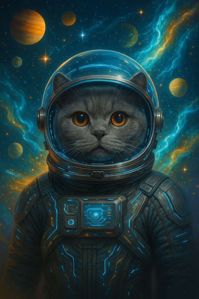 nexthorizon_s's tweet image. One British Shorthair. One cosmic storm.
One ginger cat, mid-explosion.
They came. They saw. They floated.
More space-bending feline energy: nexthorizon.space
#AstronautCat #AIArt #SpaceStorm #NextHorizonSpace #SciFiVibes
🎨✨🚀🌌