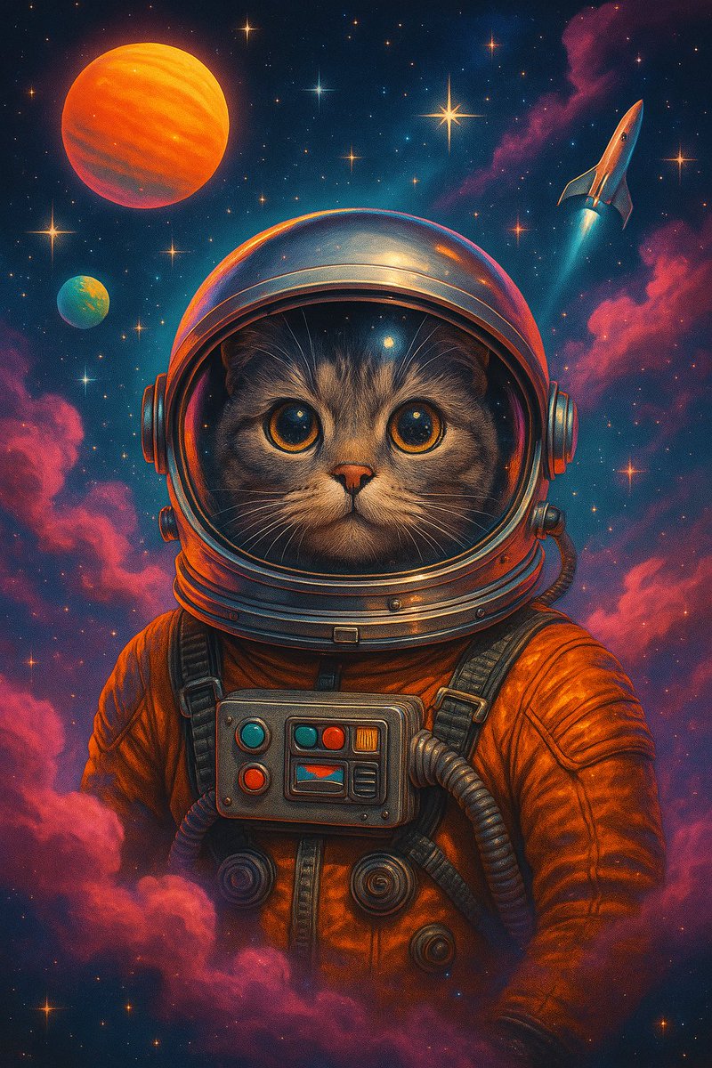 nexthorizon_s's tweet image. One British Shorthair. One cosmic storm.
One ginger cat, mid-explosion.
They came. They saw. They floated.
More space-bending feline energy: nexthorizon.space
#AstronautCat #AIArt #SpaceStorm #NextHorizonSpace #SciFiVibes
🎨✨🚀🌌