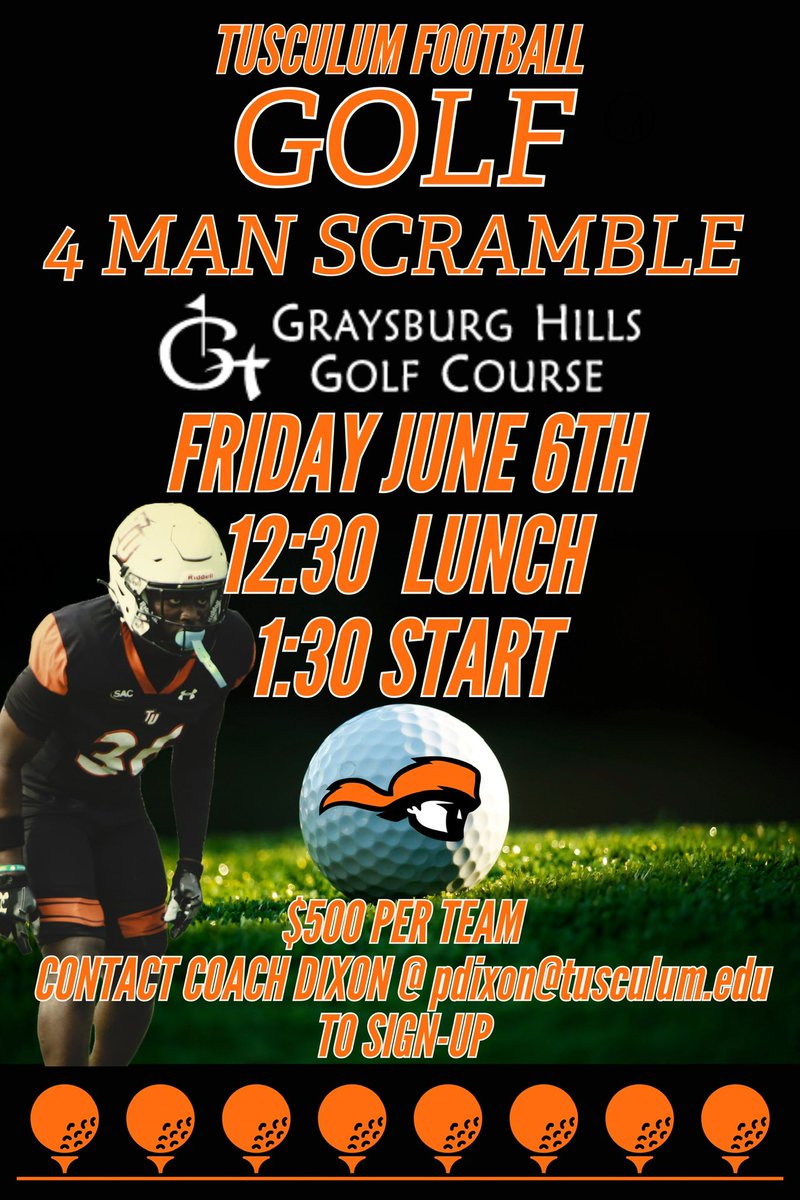It’s that time of year again! Sign up for the annual Tusculum Golf Tournament! Sign ups are live and available! Come join us in fellowship and meet the coaches! Golf tournament is June 6th! See you there! #PioneerUp