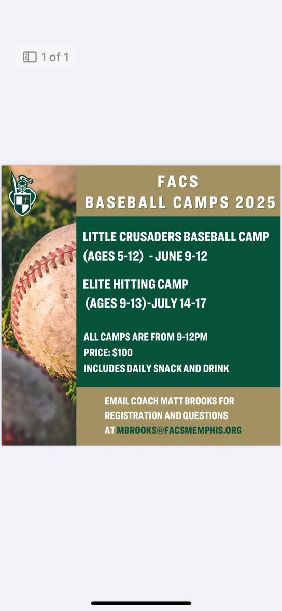 Summer Camp is right around the corner. 

Don’t miss this opportunity to learn great baseball knowledge from FACS Staff and players! 

#KeepGrinding
