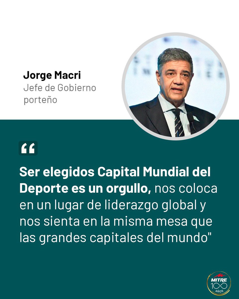 TheBlackMacri's tweet photo. ¡Ejemplo de gestión! 👏👏

La Ciudad de Buenos Aires fue elegida Capital Mundial del Deporte 2027, un reconocimiento​ que se le otorga a las ciudades por su alto nivel de promoción y desarrollo deportivo. https://t.co/IwtT3MUafO