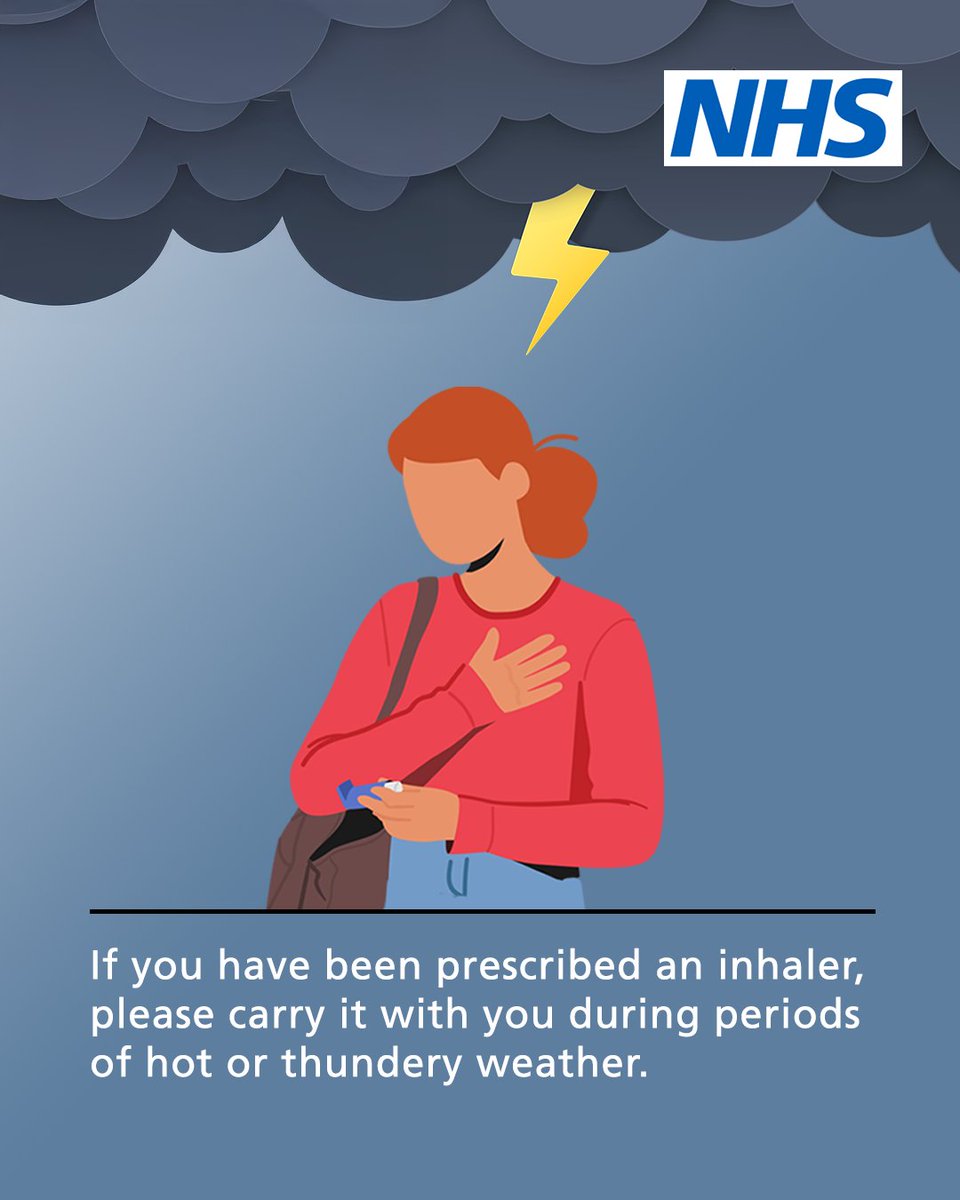 Hot weather and thunderstorms can trigger symptoms in those who suffer with lung conditions such as asthma. 

If you have been prescribed an inhaler, carry it with you during periods of hot or thundery weather.