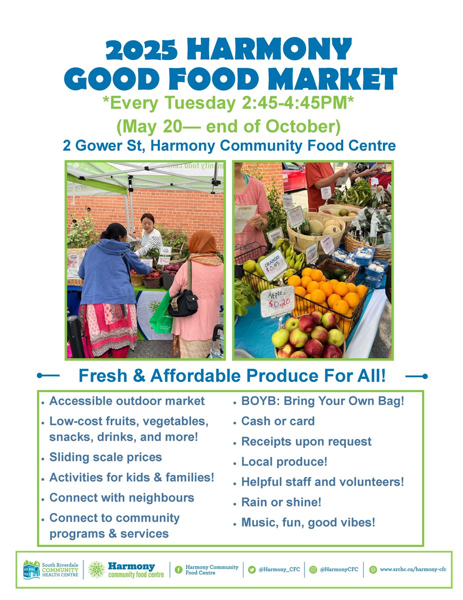 The Harmony Good Food Market is back for another season! The market is a great spot to buy affordable fruits, veggies, snacks, drinks and more. The market opens on May 20 and will run every Tuesday until the end of October at 2 Gower St from 2:45-4:45pm.