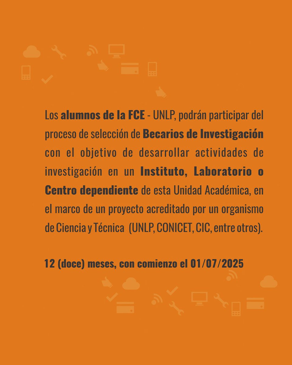 BECAS DE INVESTIGACIÓN PARA ALUMNOS 2025
👉Las becas permiten a estudiantes desarrollar actividades de investigación en el marco de un proyecto acreditado por un organismo del Sistema Nacional de Ciencia y Tecnología
📅Convocatoria abierta del 15/5 al 9/6
econo.unlp.edu.ar/investigacion_…