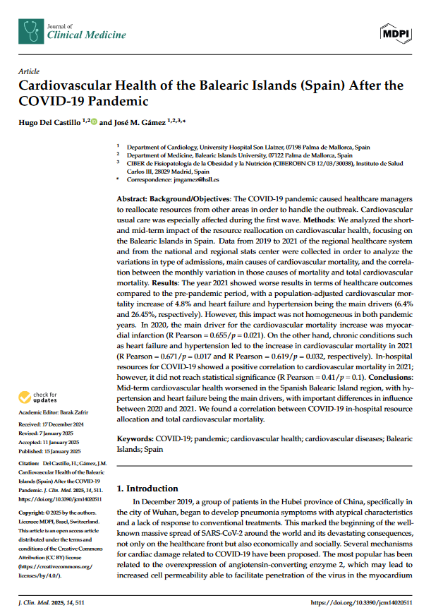 Docusalut (@docusalut) on Twitter photo Nou article a #Docusalut: 🫀🦠Cardiovascular Health of the Balearic Islands (Spain) After the COVID-19 Pandemic hdl.handle.net/20.500.13003/2…
<a href="/SonLlatzer/">Hospital Universitari Son Llàtzer</a> <a href="/jmgamez3/">José M.ª Gámez, MD, PhD</a> Nou article a #Docusalut: 🫀🦠Cardiovascular Health of the Balearic Islands (Spain) After the COVID-19 Pandemic hdl.handle.net/20.500.13003/2…
<a href="/SonLlatzer/">Hospital Universitari Son Llàtzer</a> <a href="/jmgamez3/">José M.ª Gámez, MD, PhD</a>