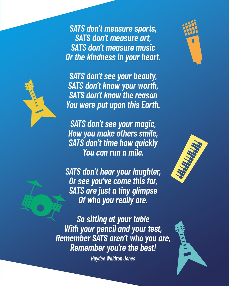 For all the children, grown ups and teachers working their way through SATS week, here's a lovely poem by Haydee Waldron Jones to remind us what truly matters. 💙✏️