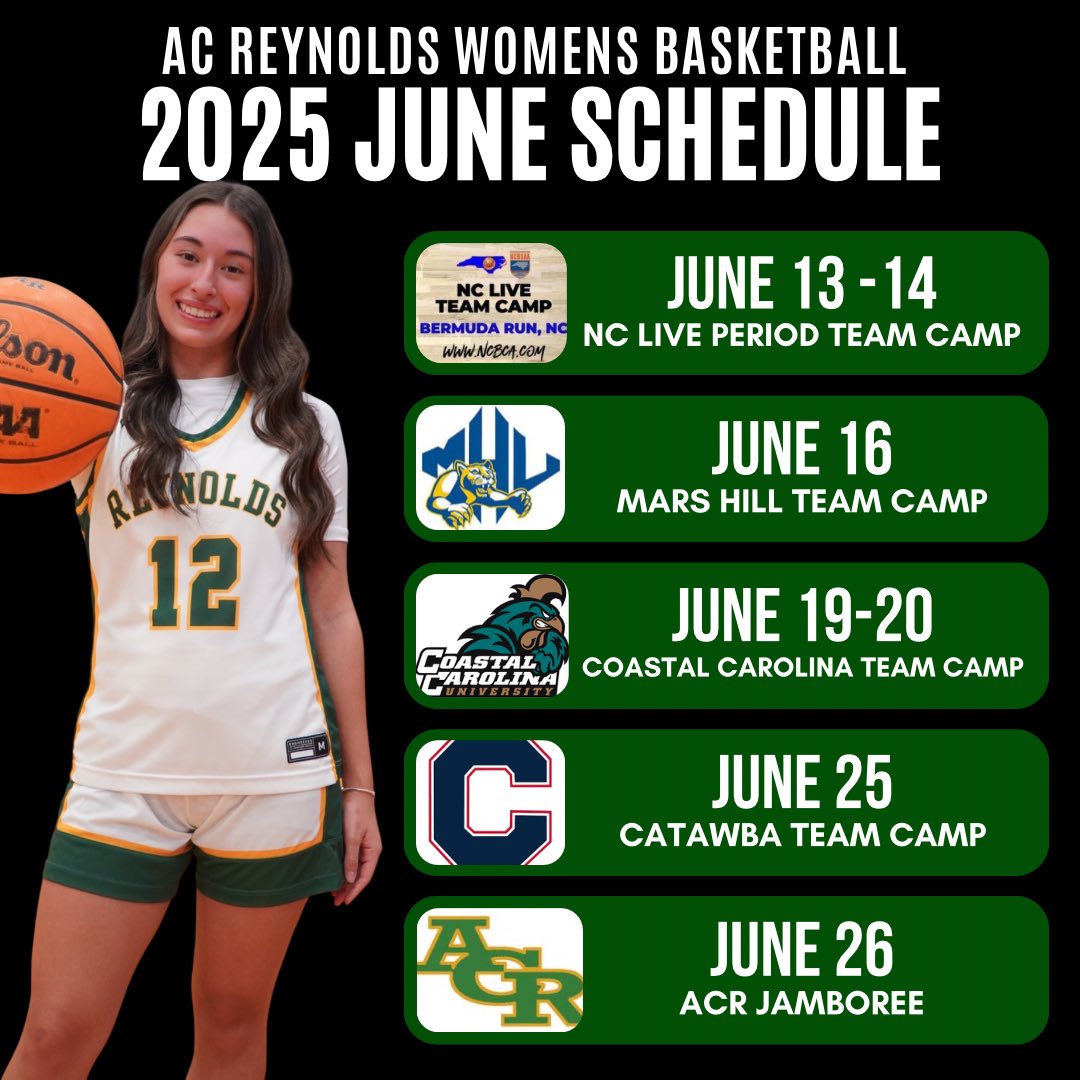 June schedule is set and the Lady Rockets are excited to get back in action! 🚀🏀