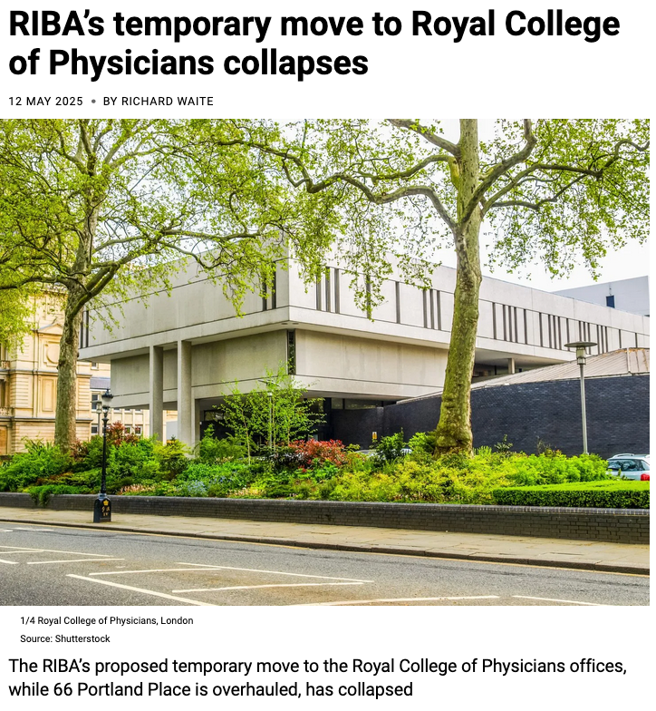 Perhaps this has a silver lining?   How long will planning approval take?  3 - 12+ months.  Staying put <a href="/66/">seah</a> could reduce risk of certain headlines and renting premises costs?
architectsjournal.co.uk/news/ribas-tem…