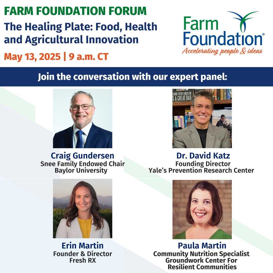 Farm Foundation (@farmfoundation) on Twitter photo There’s still time to register for tomorrow’s Farm Foundation Forum!
Join us Tuesday, May 13, 2025, at 9 a.m. CT via Zoom for “The Healing Plate: Food, Health and Agricultural Innovation.”
This event is free, but registration is required:
us02web.zoom.us/.../431.../WN_… There’s still time to register for tomorrow’s Farm Foundation Forum!
Join us Tuesday, May 13, 2025, at 9 a.m. CT via Zoom for “The Healing Plate: Food, Health and Agricultural Innovation.”
This event is free, but registration is required:
us02web.zoom.us/.../431.../WN_…
