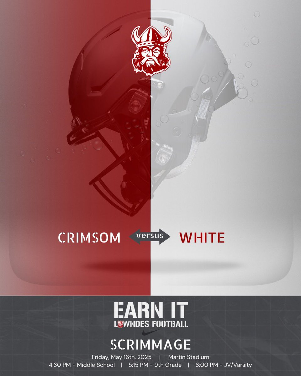 Coach Fred (@coach_fredm) on Twitter photo Final week of Spring Ball ( Practice Monday, Tuesday and Thursday 3:30-5:30) ending with our Crimson vs White Scrimmage this Friday evening!
<a href="/lhsvikingsfbrec/">Lowndes Football Recruiting</a> <a href="/CarterVikingsFB/">Adam Carter</a> Final week of Spring Ball ( Practice Monday, Tuesday and Thursday 3:30-5:30) ending with our Crimson vs White Scrimmage this Friday evening!
<a href="/lhsvikingsfbrec/">Lowndes Football Recruiting</a> <a href="/CarterVikingsFB/">Adam Carter</a>