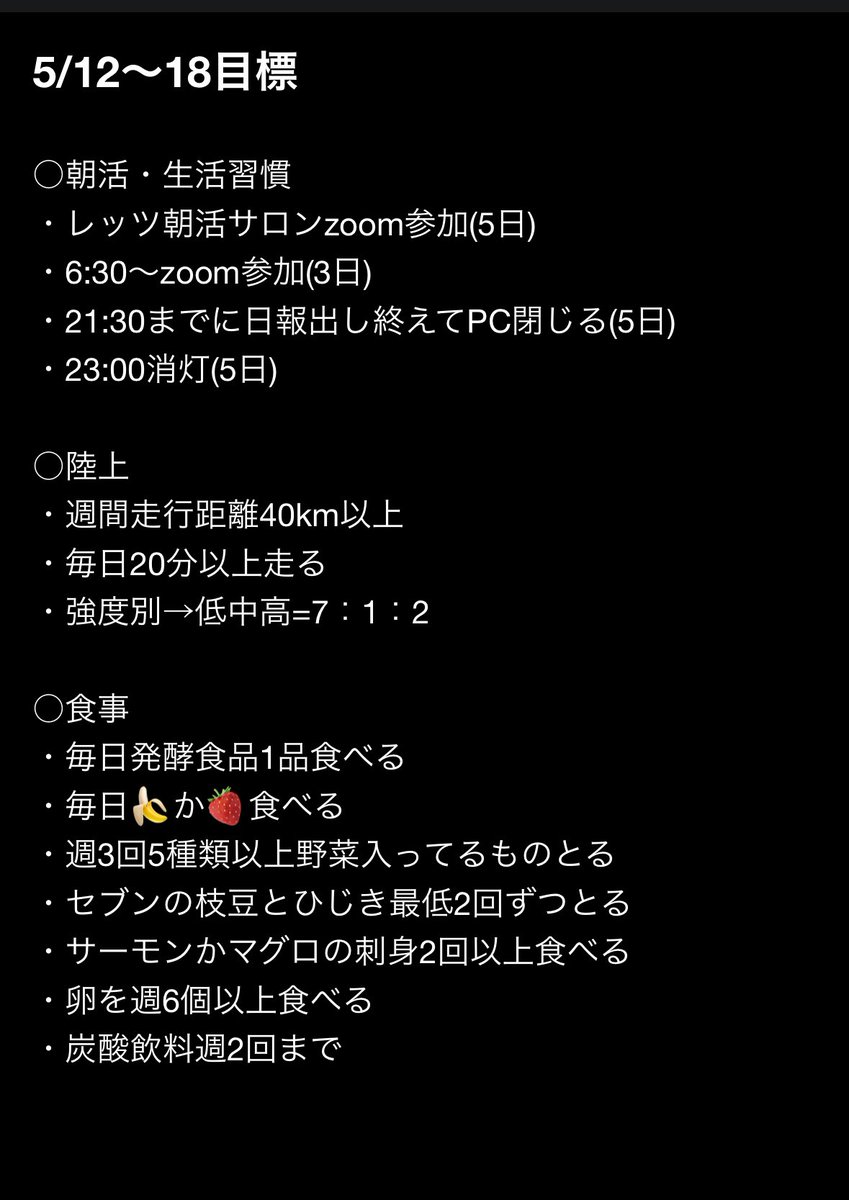 5/12〜18
今週1週間の目標
