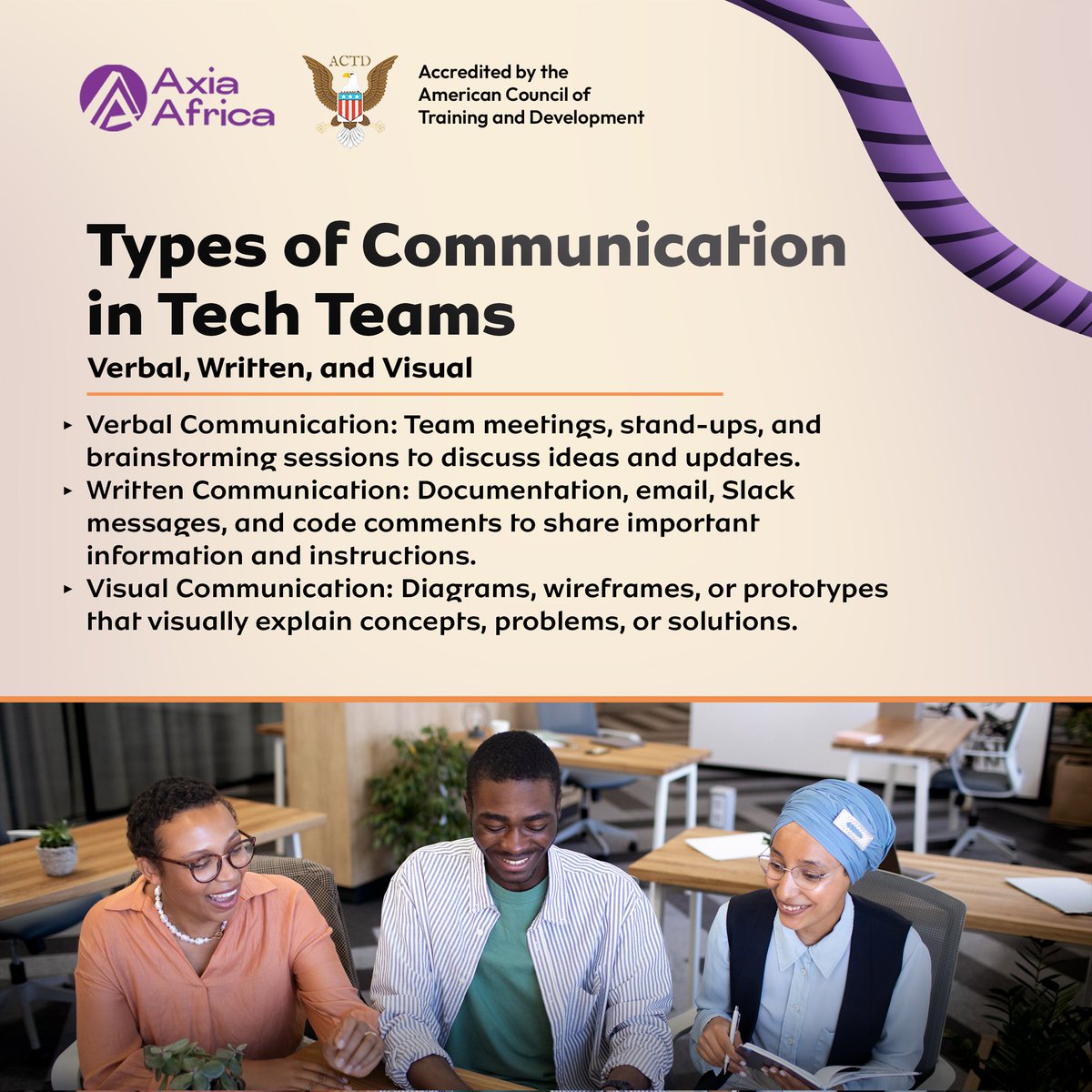 axiaafrica's tweet image. Great teams talk—a lot. In tech, clear communication helps avoid delays, sparks innovation, and keeps everyone on the same page.

What habits or tools have helped your team communicate better? Tell us in the comments. 👇🏿
#AxiaAfrica #TechTeams