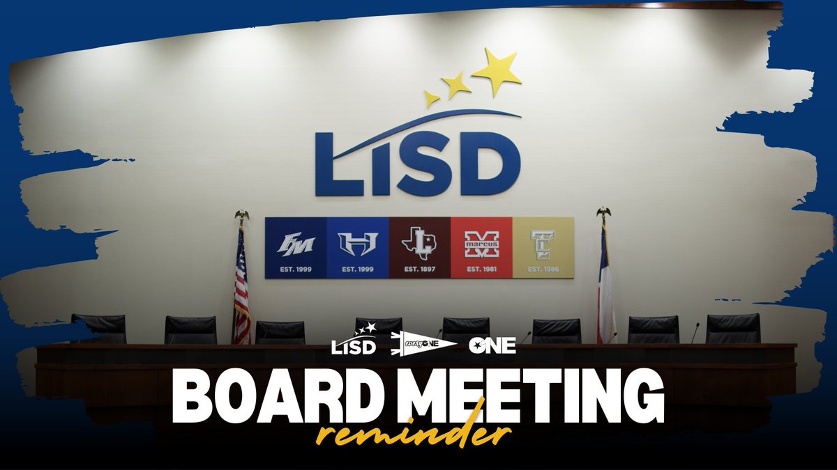 𝐑𝐞𝐦𝐢𝐧𝐝𝐞𝐫: Tonight is Lewisville ISD's regularly-scheduled board meeting. Find more details at lisd.net/board.

#everyONE #OneLISD