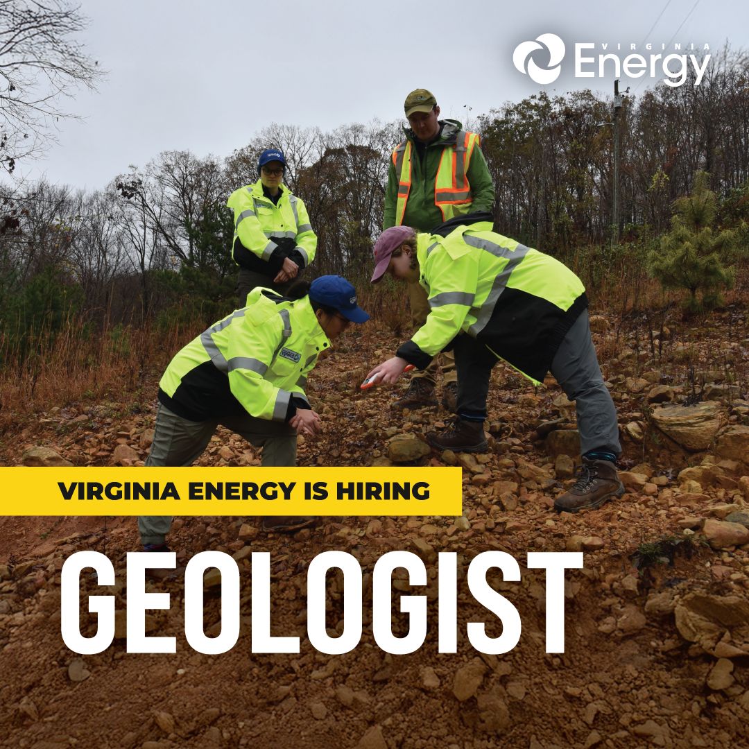 Virginia Energy is hiring a Geologist to map landslide hazards. Responsible for producing geologic maps/reports that support planning and construction projects, economic development, and mitigation of geologic and environmental hazards. Learn more/apply: lnkd.in/etSux_J4