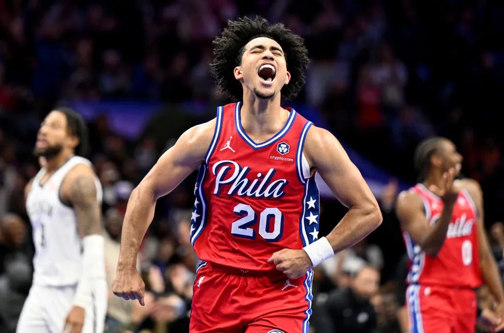 PhiladelphiaSN's tweet image. 🚨BREAKING🚨

Per sources, there will be a Jared McCain jersey giveaway* at the Draft Lottery Party tonight!!!

*Must be in attendance to qualify

(Photo credit: G Fiume/Getty Images)