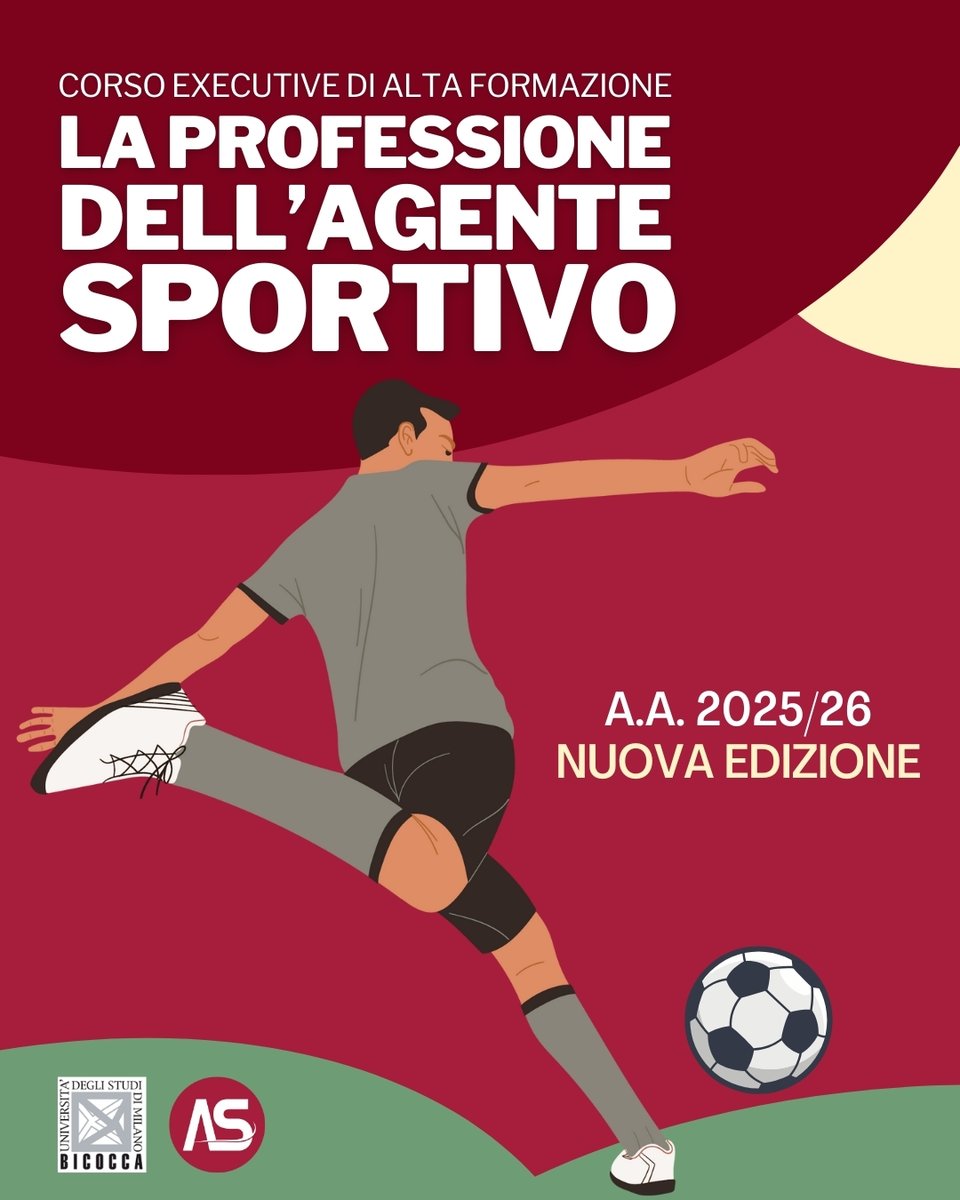 La Professione dell'Agente Sportivo (@agentesportivo) on Twitter photo ⚽NUOVA EDIZIONE!
✅ 80h di didattica online
✅ Esercitazioni intermedie
✅ Simulazione Esame CONI
👩💼 Direttrice Prof.
<a href="/TizianaVettor/">Tiziana Vettor</a>
📅 Dal 14.11.25 al 31.01.26
35 posti disponibili, iscrizioni entro il 03/11/25
👉 linktr.ee/corso_agente_s…
<a href="/unimib/">Università degli Studi di Milano-Bicocca</a> ⚽NUOVA EDIZIONE!
✅ 80h di didattica online
✅ Esercitazioni intermedie
✅ Simulazione Esame CONI
👩💼 Direttrice Prof.
<a href="/TizianaVettor/">Tiziana Vettor</a>
📅 Dal 14.11.25 al 31.01.26
35 posti disponibili, iscrizioni entro il 03/11/25
👉 linktr.ee/corso_agente_s…
<a href="/unimib/">Università degli Studi di Milano-Bicocca</a>