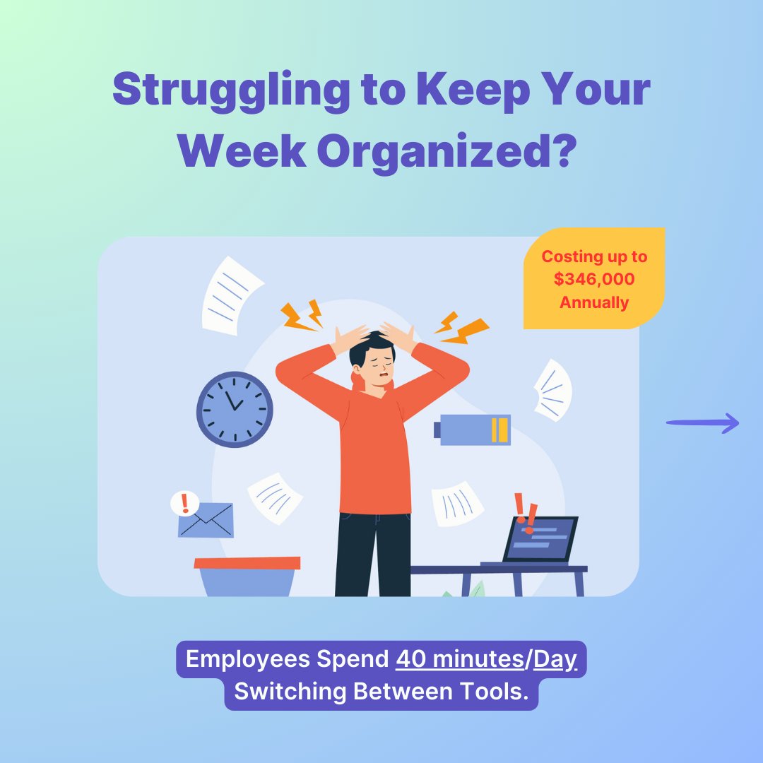 Wispa_us's tweet image. Start your week with direction — Not Distraction.
Feeling overwhelmed trying to stay organized? You're not alone. Most teams lose up to 40 minutes a day just trying to get on the same page.
#Wispa #WorkSmart #TaskManagement #MondayMotivation #MotivatorMonday #MotivationMonday