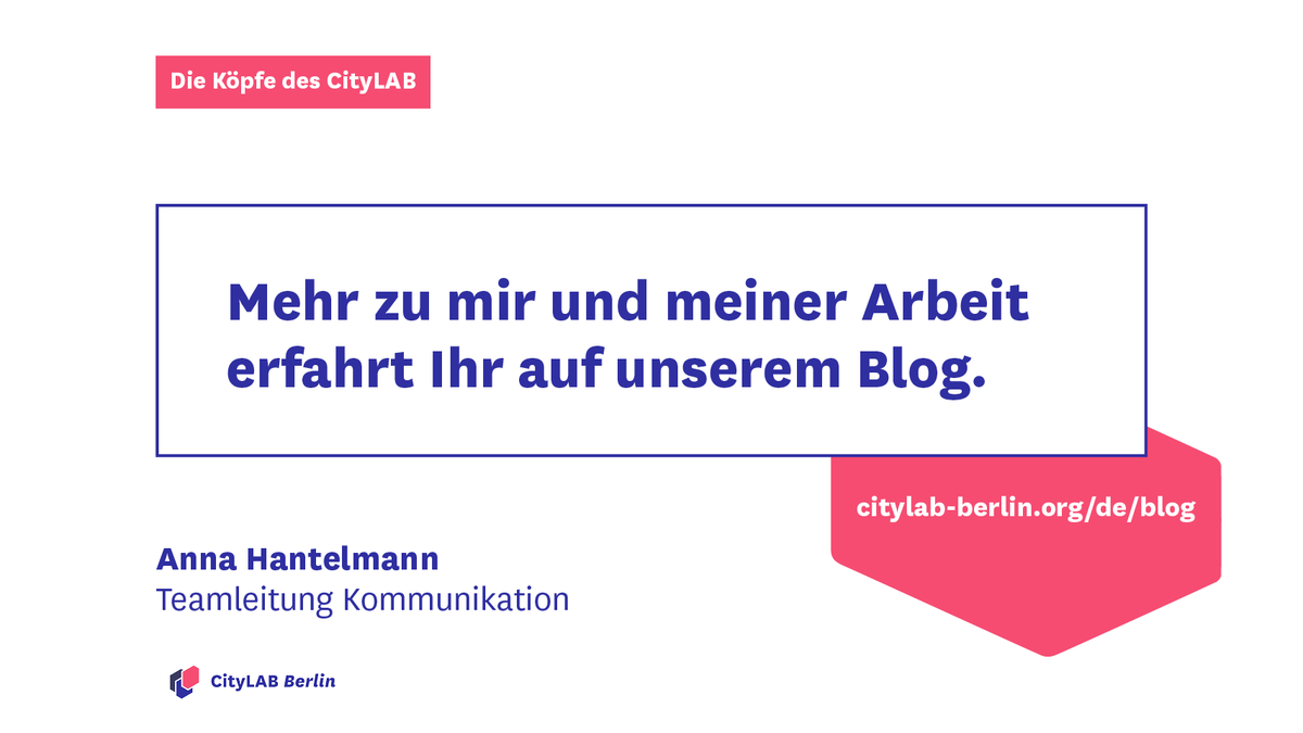Wer steckt hinter unseren Kampagnen, Posts &amp; Podcasts? 👀
Anna leitet die Kommunikation im CityLAB Berlin – strategisch, kreativ &amp; immer auf den Punkt.
Im neuen Blogbeitrag erfahrt ihr, was sie antreibt und was sie aktuell bewegt:
👉  citylab-berlin.org/de/blog/die-ko…