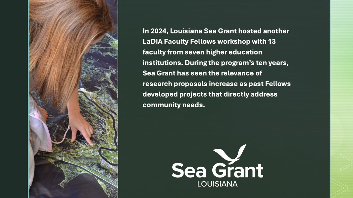 In 2024, Louisiana Sea Grant’s LaDIA Faculty Fellows workshop brought together 13 faculty from 7 universities to craft research that supports Louisiana communities.
#LASeaGrant