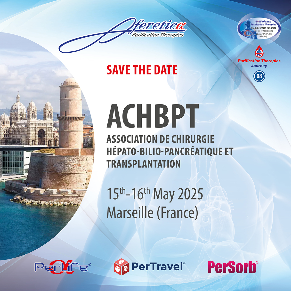 🗓️ 8ᵗʰ stop of the #PurificationTherapiesJourney at the ACHBPT Congress in Marseille, May 15–16.

Visit us to explore #PerLife®, #PerSorb®, and #PerTravel®.

🔗 aferetica.com