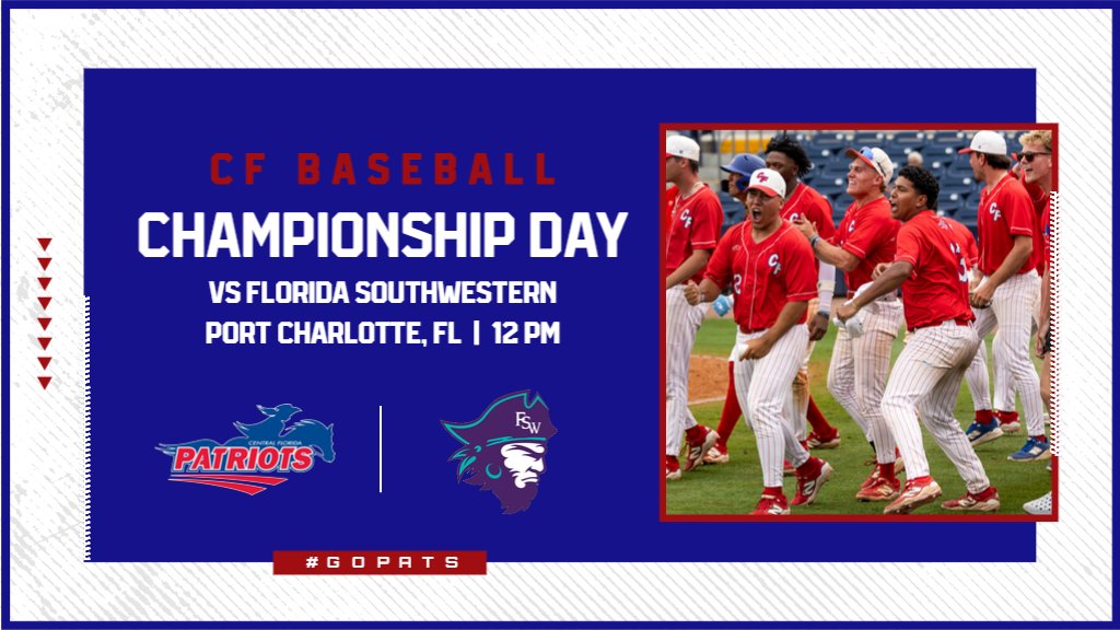 cfpats's tweet image. ⚾️CHAMPIONSHIP DAY⚾️
The Pats play for the @TheFCSAA Region 8 Championship today vs Florida Southwestern🙌
Winner advances to the @NJCAABaseball World Series #GoPats
🆚FSW
⏰12 PM
📍Port Charlotte, FL
📊web.gc.com/teams/JktvudFT…
📺team1sports.com/fcsaa/