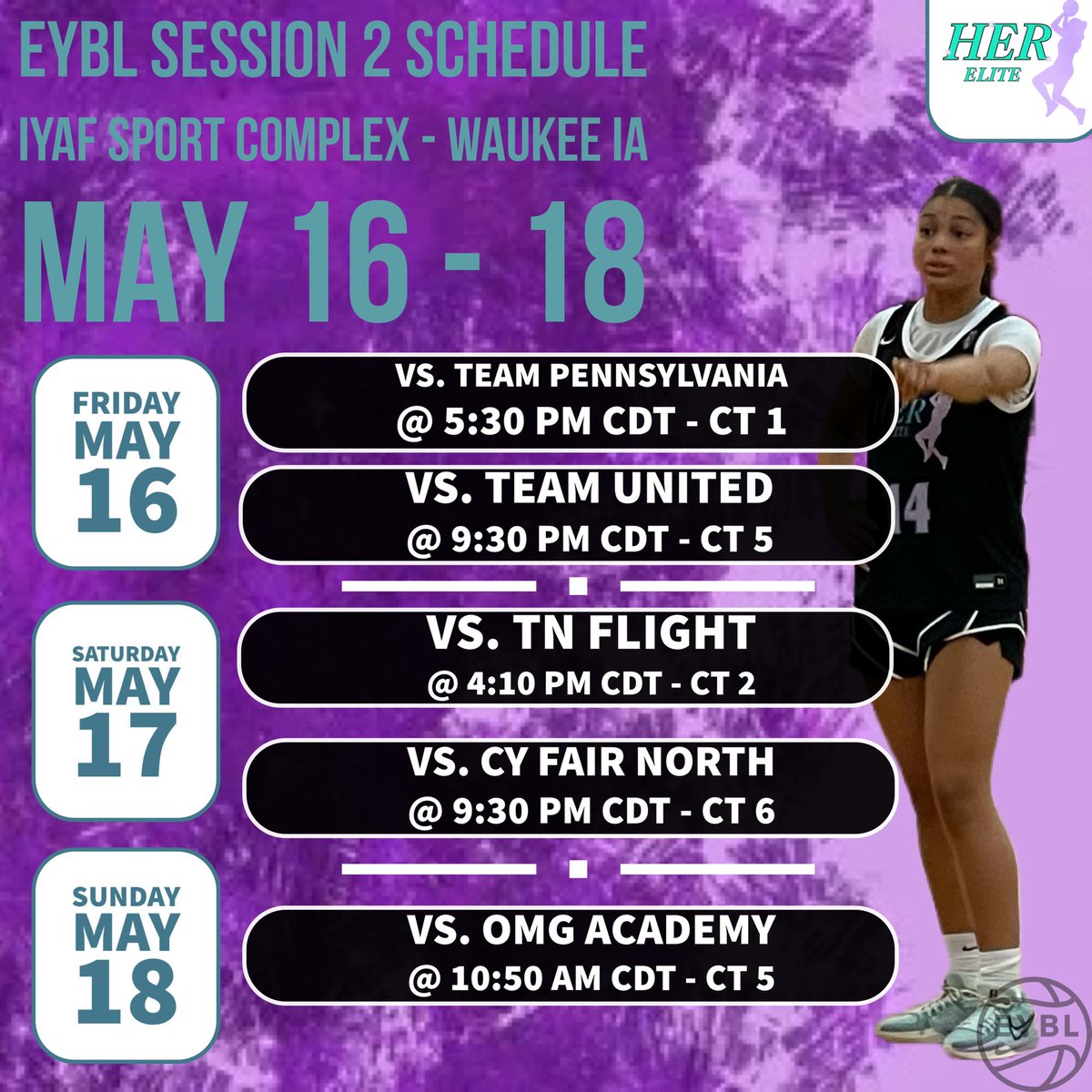 The journey continues…. EYBL Session 2 this weekend May 16 - 18 in Ames, IA  for <a href="/MakRob14/">Makayla Roberson</a> and <a href="/HERelite/">HER Elite</a> 17U.