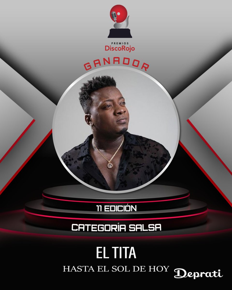 🔥 ¡Felicidades, El Tita! @eltitasalsaurbana
Ganador de la categoría #Salsa en la 11ª edición de #PremiosDiscoRojo con su hit ´´Hasta el sol de hoy´´.
¡El futuro de la música ecuatoriana está en grandes manos! 👏💿