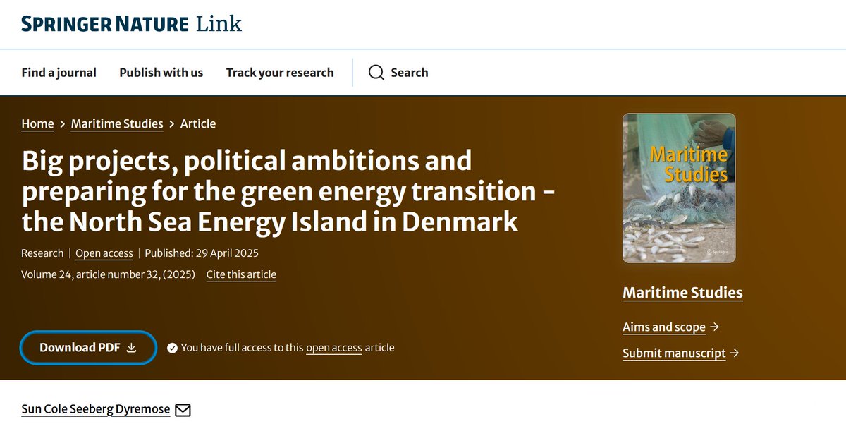 📣 New paper featuring PERMAGOV results from the case study on Energy Islands DK 🇩🇰

'Easier said than done' is especially relevant for Energy Islands.

Announced 5 years ago as a solution to fast-track EU's energy transition, EIs face uncertain future.

link.springer.com/article/10.100…