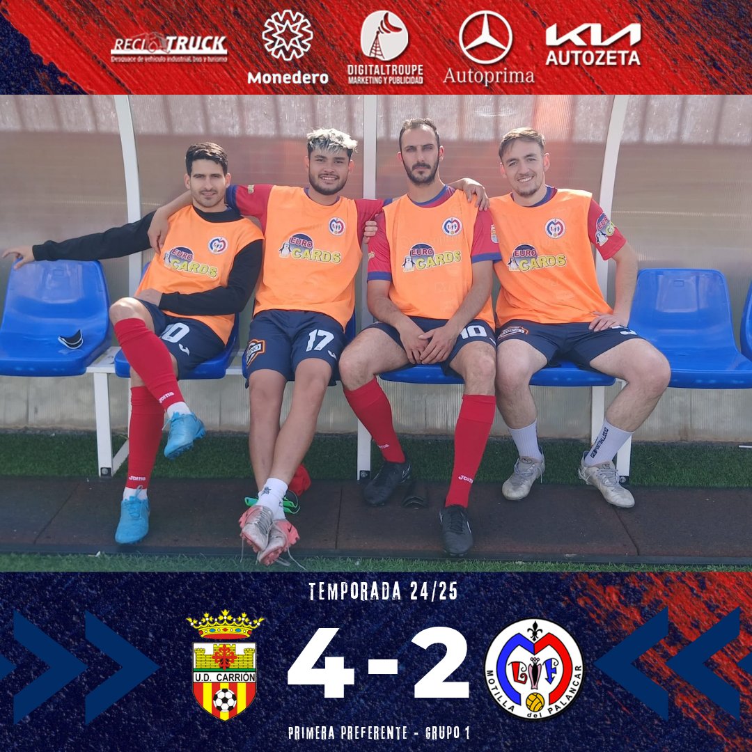 Derrota a domicilio 🥺

El equipo no pudo dar la vuelta al partido.

🆚UD Carrion ,4️⃣
✅Motilla CF 2️⃣

¡VAMOS MOTILLA CF! 💪⚽

#MotillaCf #PrimeraPreferente #Grupo1