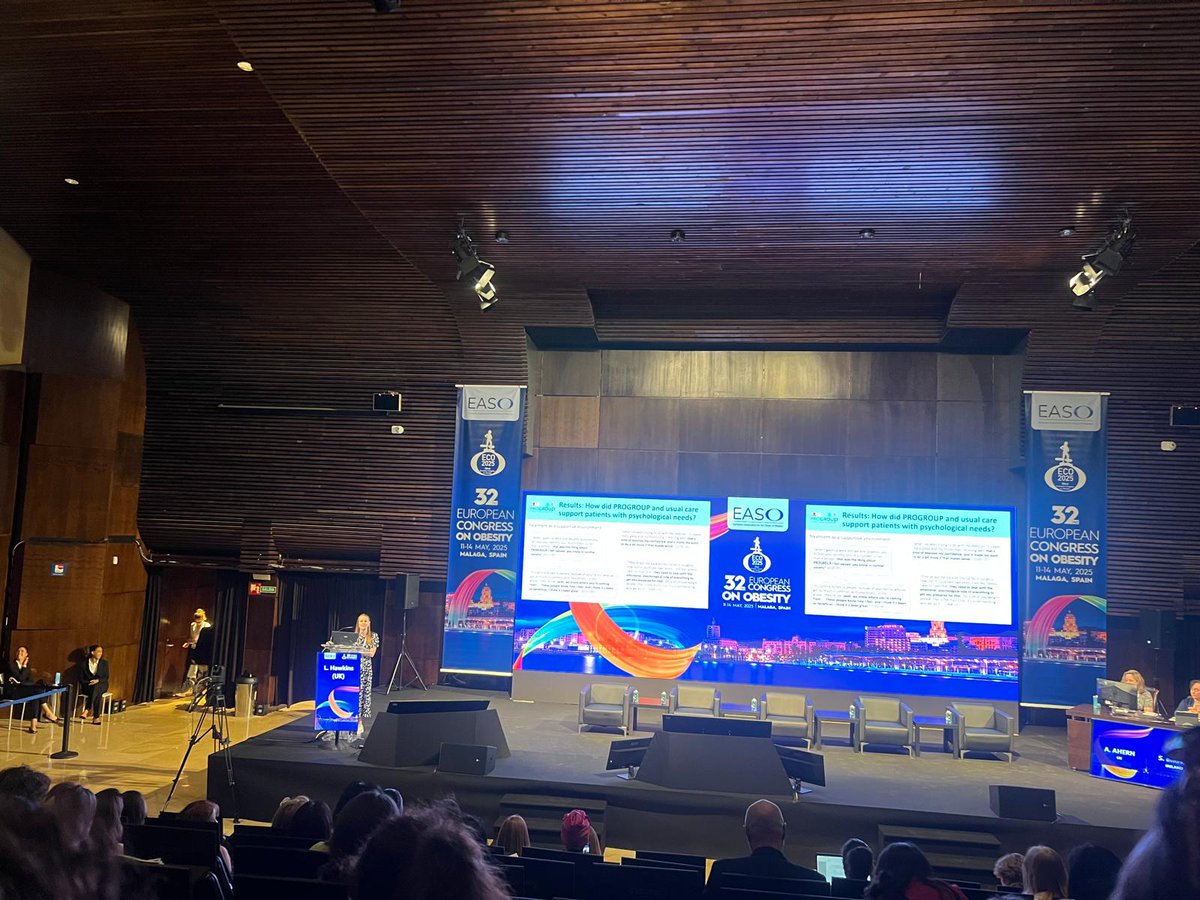 A privilege to talk at #ECO2025 Psychology and Mental Health session in Málaga yesterday, on patients' views of the role of psychological support within behavioural interventions, from the PROGROUP fRCT.  

Thanks to chairs <a href="/amy_ahern/">Amy Ahern</a> &amp; <a href="/susieb16/">Susie B</a> 

<a href="/PROGROUPStudy/">PROGROUP Study</a> <a href="/UniofExeter/">University of Exeter</a>