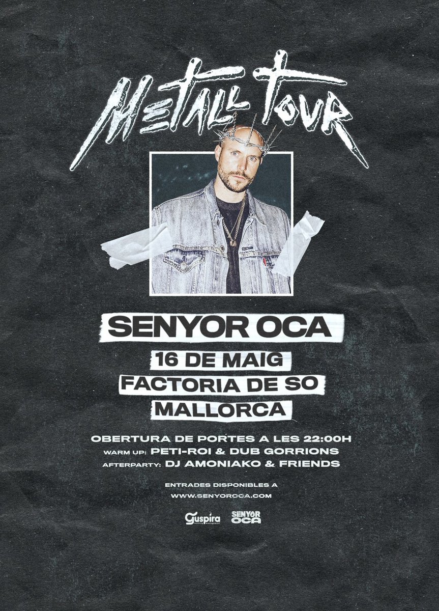 Mallorca! Aquest divendres venim a la Factoria de so a presnetar Metall + tota la tralla de la terra. Post party i warm up amb peti-roy, dubgorrions i djAmoniako. Entrades a senyoroca.com