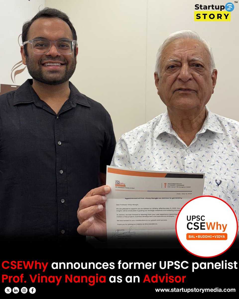 startupstorym's tweet image. @CseWhy appoints Prof. Dr. @vinaynangia as Advisor
Read more at: startupstorymedia.com/csewhy-announc…
#upscprep #edtech #aiineducation #civilservices #startups #careermentorship #csewhy #educationnews #mediaupdate #upsccommunity #techineducation #iaspreparation #startupstory