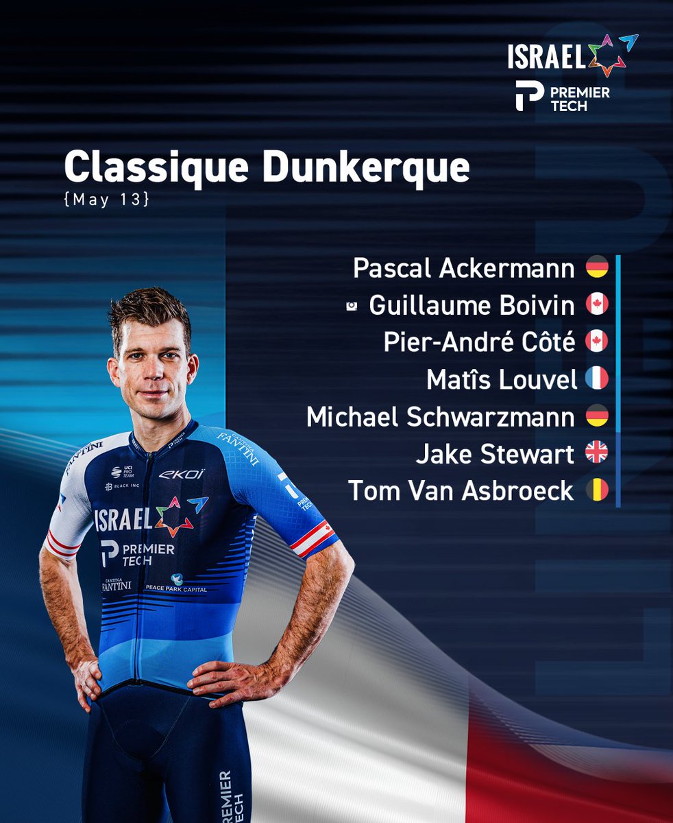Israel – Premier Tech (@israelpremtech) on Twitter photo We'll be lining up for the Classique Dunkerque on Tuesday, a new one-day race that precedes the <a href="/4JDDunkerque/">4 Jours de Dunkerque / GP des Hauts-de-France</a>.
🇫🇷 #ClassiqueDunkerque #YallaIPT #FactorRacing We'll be lining up for the Classique Dunkerque on Tuesday, a new one-day race that precedes the <a href="/4JDDunkerque/">4 Jours de Dunkerque / GP des Hauts-de-France</a>.
🇫🇷 #ClassiqueDunkerque #YallaIPT #FactorRacing