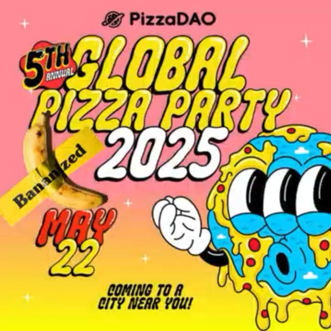 BananaConf Global (@bananaconfxyz) on Twitter photo ๐With our friends at <a href="/Pizza_DAO/">PizzaDAO.eth ๐๐ดโโ ๏ธ</a>, we are joining over 400 cities worldwide to throw the largest Global Pizza Party ever!
See you in Tallinn on Thursday, May 22nd..
app.unlock-protocol.com/event/global-pโฆ ๐With our friends at <a href="/Pizza_DAO/">PizzaDAO.eth ๐๐ดโโ ๏ธ</a>, we are joining over 400 cities worldwide to throw the largest Global Pizza Party ever!
See you in Tallinn on Thursday, May 22nd..
app.unlock-protocol.com/event/global-pโฆ