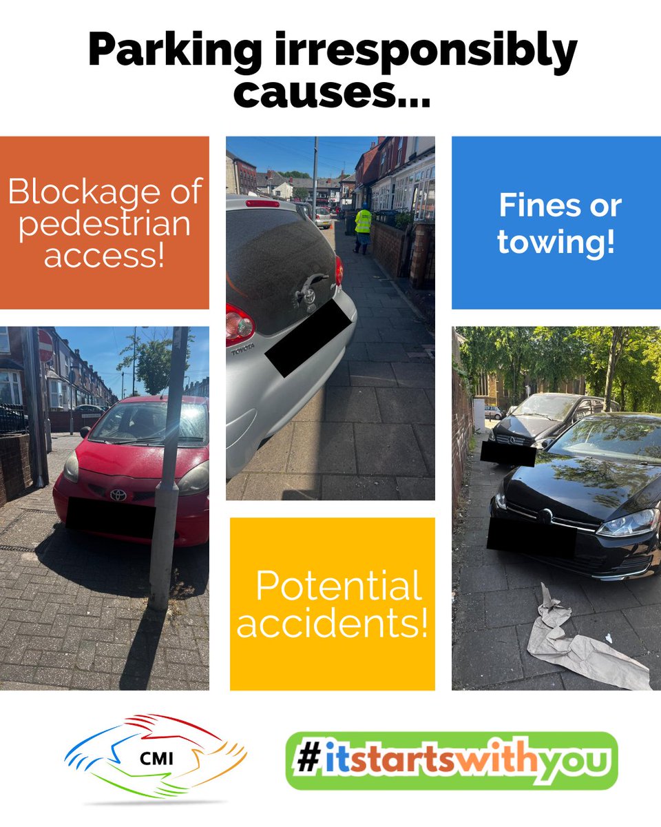 Volunteers from CMI #streetwatch saw multiple cars blocking the pavement during a recent walk. It's  not just an inconvenience, it's dangerous for wheelchair users, parents with prams and other users.

One responsible choice will result in collective change. 

#ItStartsWithYou