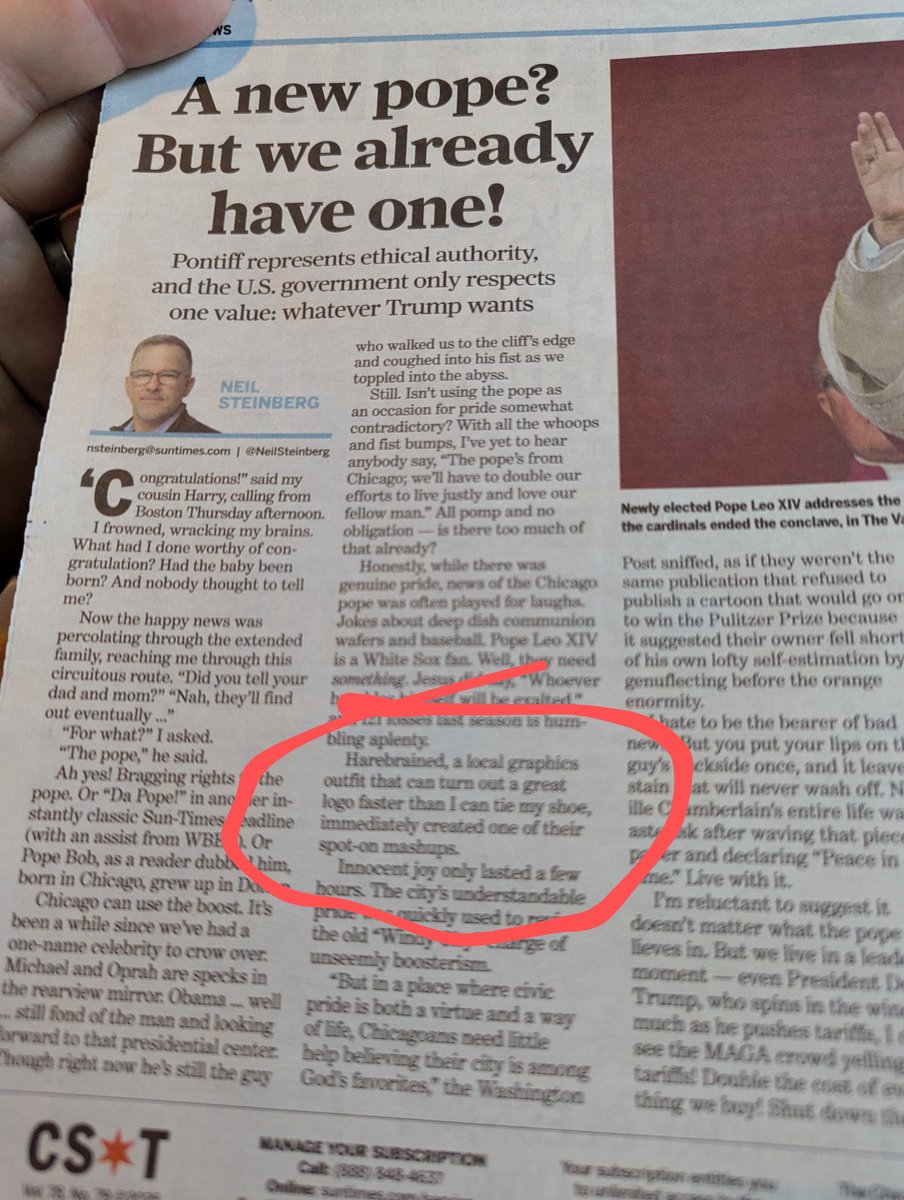 Thanks to <a href="/NeilSteinberg/">Neil Steinberg</a> for the shout out in his blog and SunTimes column!