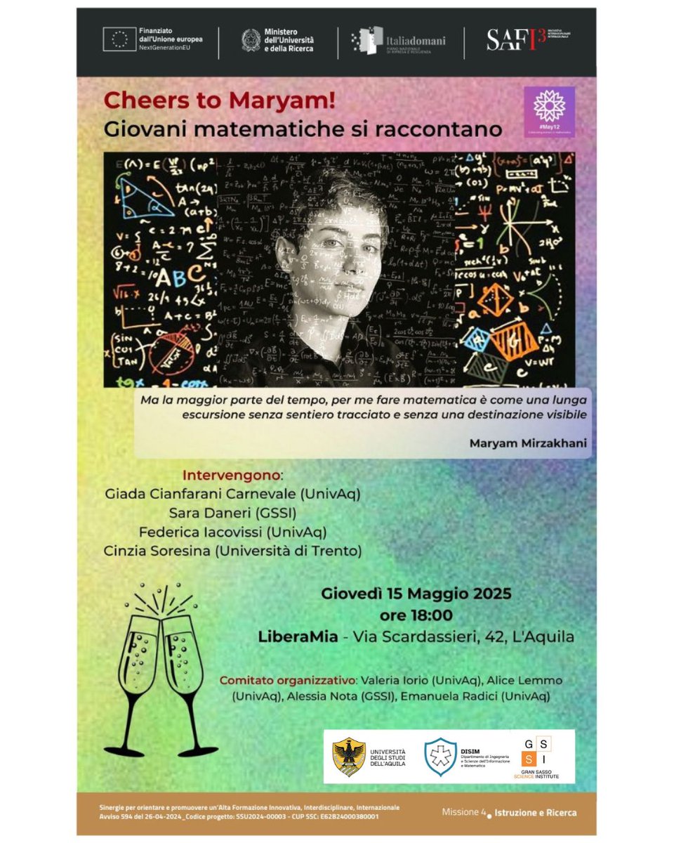 univaq's tweet photo. 𝐂𝐚𝐥𝐞𝐧𝐝𝐚𝐫𝐢𝐨 #𝐔𝐧𝐢𝐯𝐀𝐐 - 𝐃𝐚 𝐥𝐮𝐧𝐞𝐝𝐢̀ #12maggio  𝐚 𝐥𝐮𝐧𝐞𝐝𝐢̀ #19maggio #Convegni, #seminari, #mostre, #concerti e tutti gli #eventi in programma durante questa settimana.
https://t.co/UjmVqjiH0L https://t.co/FviQ6aQIOq
