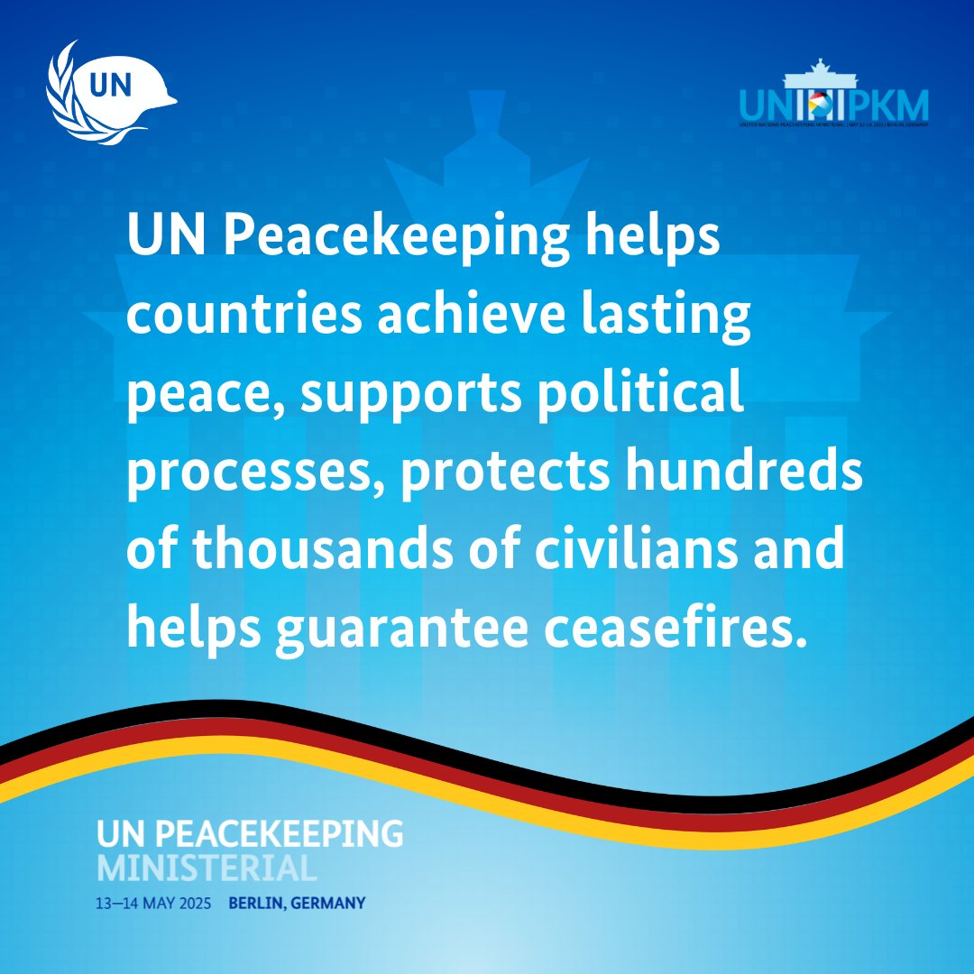 German Embassy Dublin (@germanyinirl) on Twitter photo Germany is hosting the UN Peacekeeping Ministerial this week, uniting 150+ nations to boost mission effectiveness & peacekeeper safety.
🇩🇪A key contributor since 1990.
🇮🇪Ireland: the only nation with an unbroken peacekeeping presence since 1958.
<a href="/GermanyDiplo/">GermanForeignOffice</a> <a href="/UNPeacekeeping/">UN Peacekeeping</a> Germany is hosting the UN Peacekeeping Ministerial this week, uniting 150+ nations to boost mission effectiveness & peacekeeper safety.
🇩🇪A key contributor since 1990.
🇮🇪Ireland: the only nation with an unbroken peacekeeping presence since 1958.
<a href="/GermanyDiplo/">GermanForeignOffice</a> <a href="/UNPeacekeeping/">UN Peacekeeping</a>