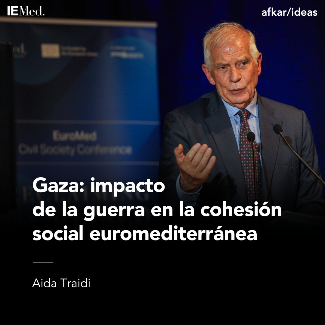 <a href="/marcmarginedas/">Marc Marginedas</a> <a href="/PolExt/">Política Exterior</a> <a href="/ElisabettaMed/">Elisabetta C.</a> <a href="/GabrielGarroum/">Gabriel Garroum Pla</a> <a href="/UPFBarcelona/">UPF Barcelona</a> <a href="/IBEI/">Institut Barcelona d'Estudis Internacionals</a> <a href="/UAM_Madrid/">UAM Autónoma Madrid</a> <a href="/RicardGonz/">Ricard Gonzalez -@ricardgonz.bsky.social</a> <a href="/MuhsenAlmustafa/">Muhsen AlMustafa</a> <a href="/OmranDirasat/">عمران للدراسات</a> <a href="/bitari_m/">M.Bitari</a> La sociedad civil puede prevenir la fractura social pero la paz sólo es posible si se respeta el Derecho Internacional y los DDHH.

✍️🏽Aida Traidi en #afkar74 sobre ideas y debates clave de la Conferencia Sociedad Civil Euromed en BCN de octubre 2024.

🌐iemed.org/publication/ga…