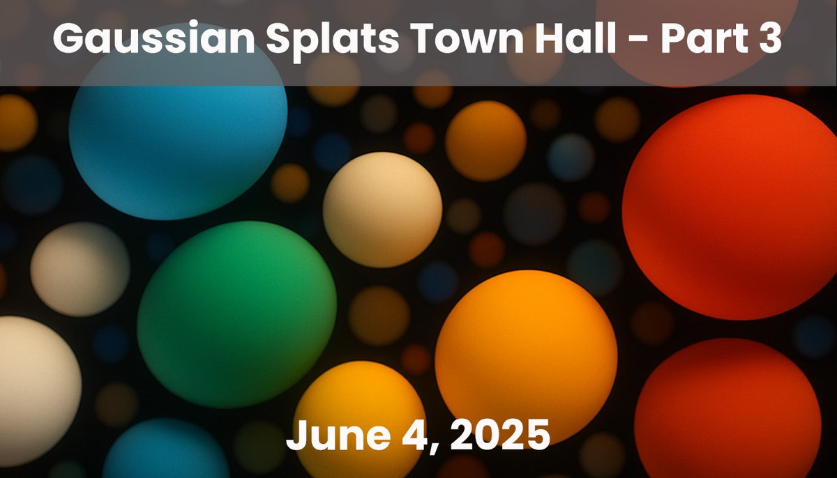 Join us for the next installment of the Gaussian Splats Town Hall series! We will highlight active research in areas such as scalable level of detail  for massive scenes; efficient ray tracing with Gaussian primitives; animation; editing; and compression.

metaverse-standards.org/event/gaussian…