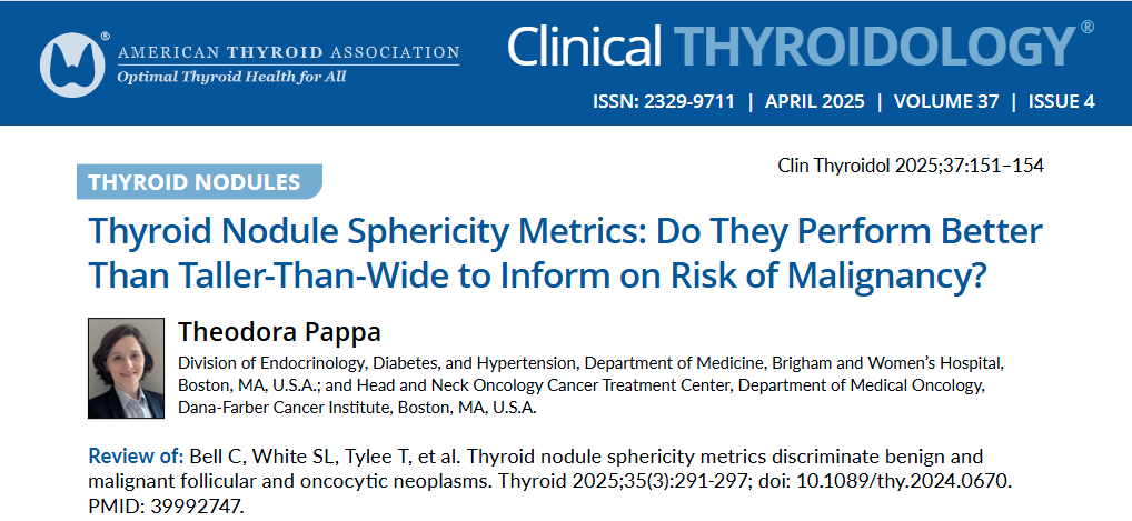 Not sizes but sphericity? Dr. Pappa reviews study showing taller-than-wide shape may not be accurate for #follicular &amp; #oncocytic #thyroid lesions, but how spherical it is may be the key. 

ow.ly/9HKm50VLt2H

#medtwitter #endotwitter #thyroidnodule