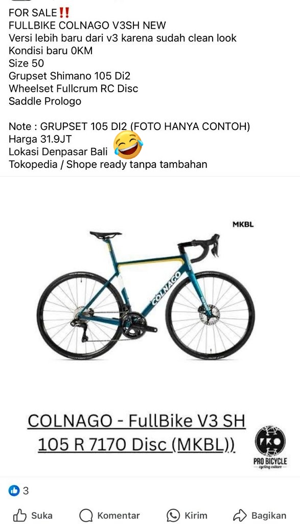 App sebelah lg diskon gila dari 68jt ke 20jt fullbike carbon itali gs electric new, tau2 kita2 yang mau beli udah keabisan stok. Seminggu kemudian di facebook ada yang jual 11.5 juta lebih tinggi harganya. Kita end user ga pernah dikasi fair, jadi korban mulu. <a href="/FnFjb/">FnF Jual Beli</a> #fnfjb