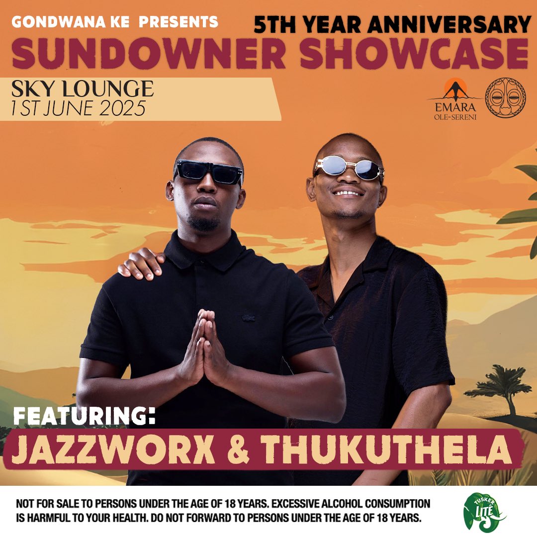 To celebrate a special dance around the sun, we’re thrilled to share, redefining modern African electronic music with their hits like “Isaka” “Vuka” we invite <a href="/JazzWorx1/">Jazzworx</a> (DJ Set) &amp; Thukuthela (Live) to join us on June 1st 2025 📅 Let’s go ✅ 

Tickets: gondwanake.hustlesasa.shop