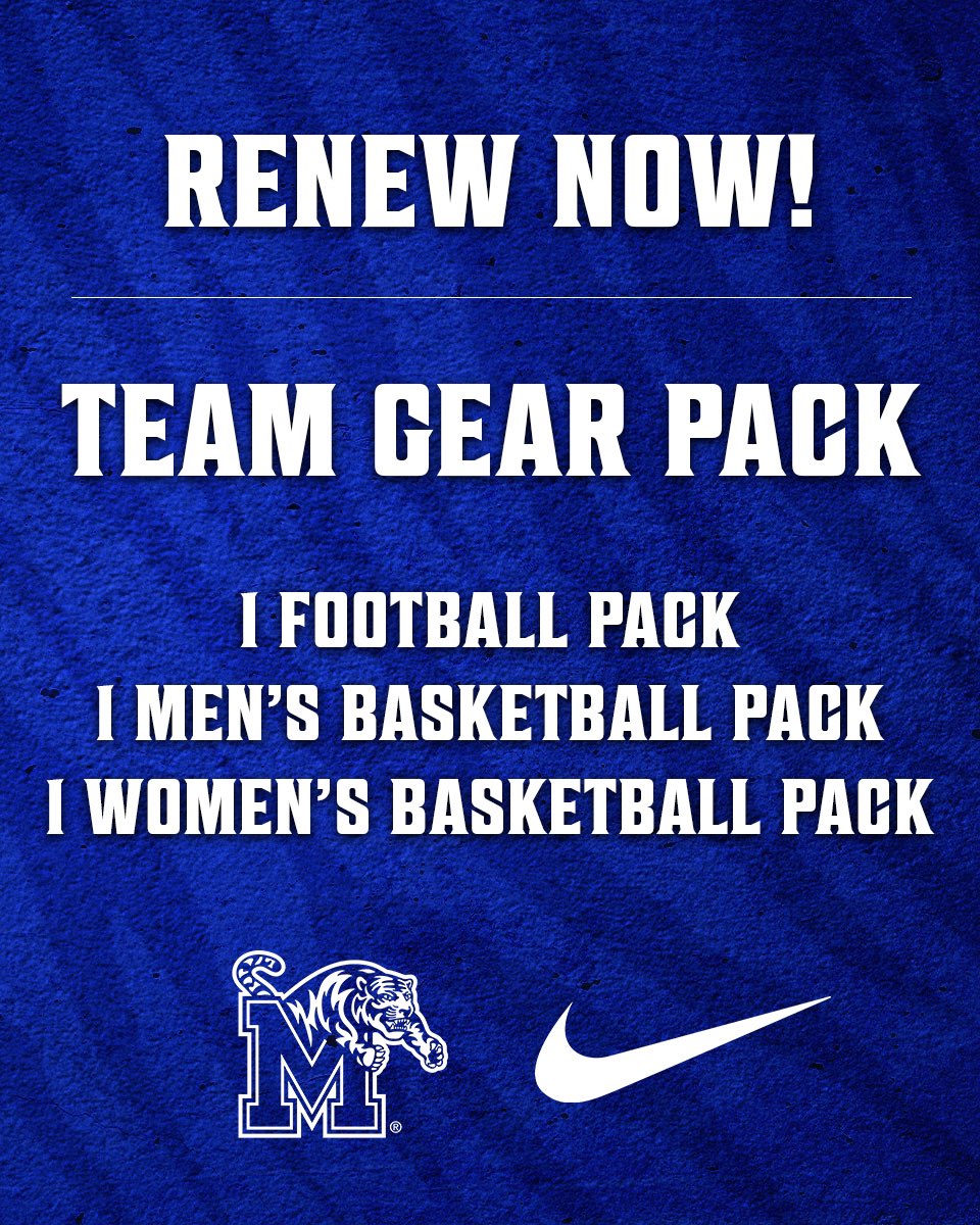 Renewal Countdown: 4️⃣ Days

Renew your season tickets and MAF contribution today for the chance to win a Memphis Football or Memphis Basketball team gear pack 👕

3 lucky winners will be chosen ⬇️

🔗 gotigersgo.me/25-26Renewals