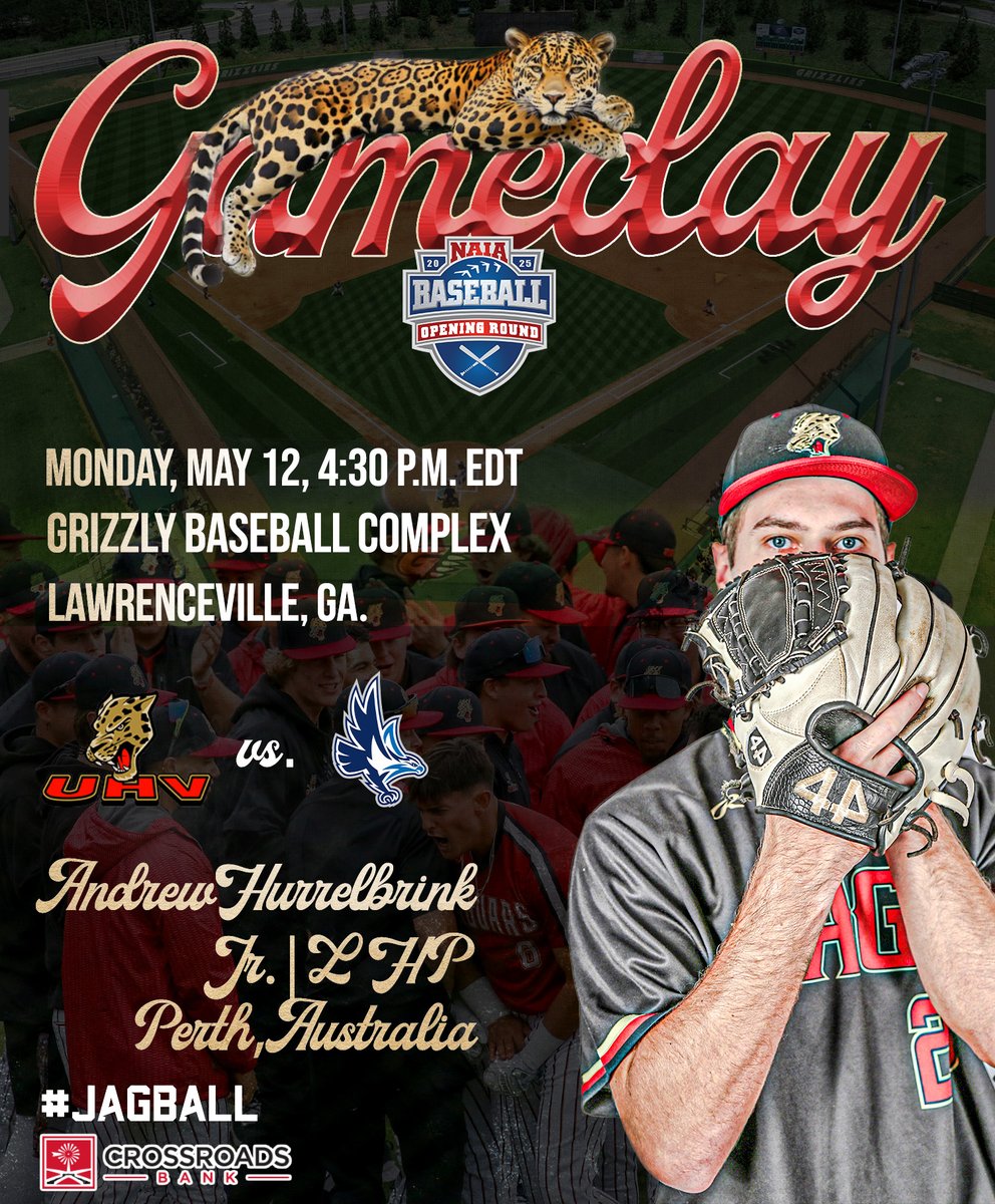 UHV Jaguars Athletics (@uhvjaguars) on Twitter photo Showtime out east
NAIA Opening Round
<a href="/uhvjagball/">UHV Jaguars Baseball</a> 🆚 Keiser (FL)
🏟️ Grizzly Baseball Complex
📍 Lawrenceville, Ga.
⏰ 4:30/3:30 (EDT/CDT)
📊 uhvjaguars.com/links/9z95at
📺 uhvjaguars.com/links/c0awoh
#JagBall #ThisIsOurTeam #BattleForTheRedBanner Showtime out east
NAIA Opening Round
<a href="/uhvjagball/">UHV Jaguars Baseball</a> 🆚 Keiser (FL)
🏟️ Grizzly Baseball Complex
📍 Lawrenceville, Ga.
⏰ 4:30/3:30 (EDT/CDT)
📊 uhvjaguars.com/links/9z95at
📺 uhvjaguars.com/links/c0awoh
#JagBall #ThisIsOurTeam #BattleForTheRedBanner