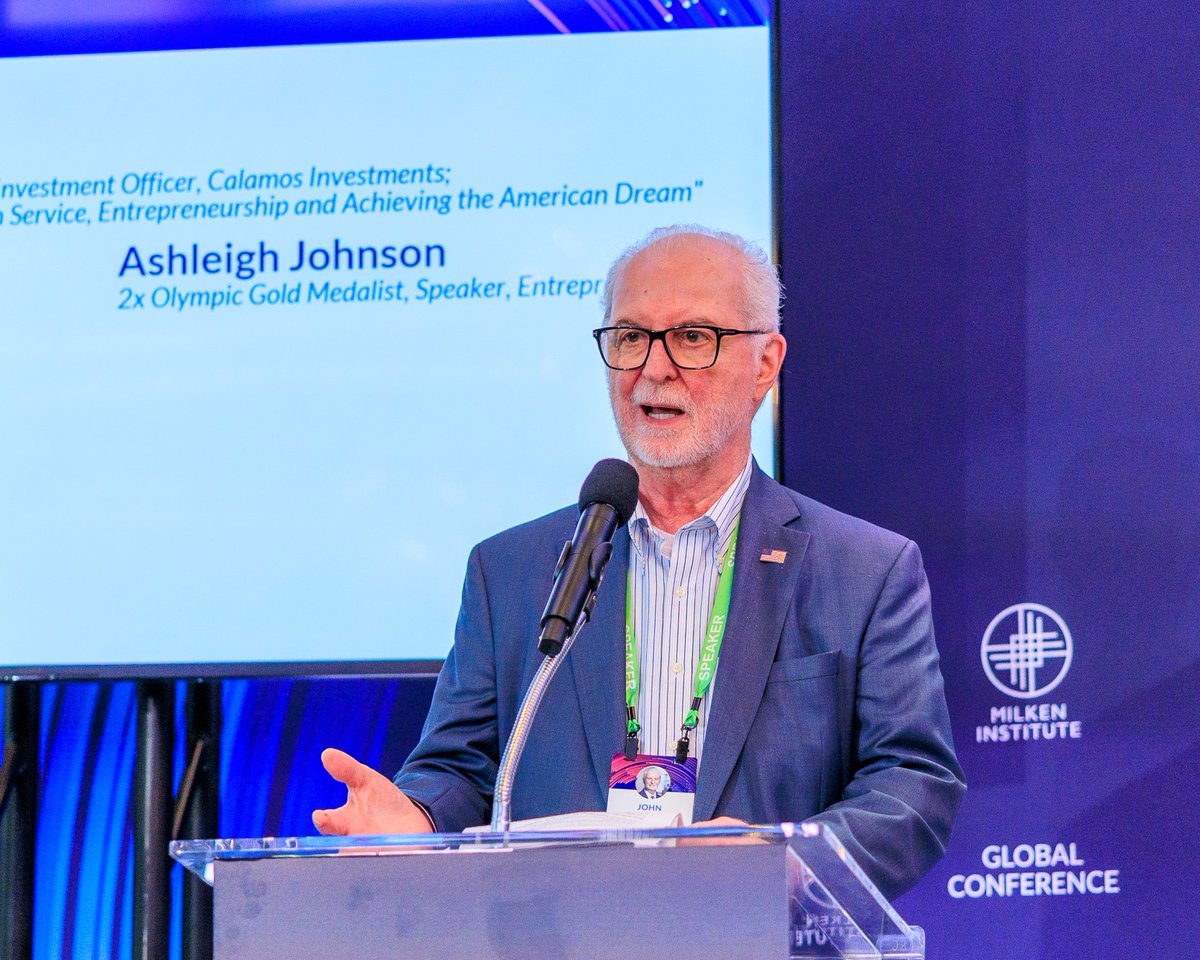 CalamosWM's tweet photo. John P. Calamos, Sr. delivered opening remarks at the Young Leaders Circle Reception at this year’s @MilkenInstitute Global Conference.

He and President &amp; CEO @JKoudounis spoke about the importance of goals and leadership with this group of young professionals. https://t.co/eVMH8RqHck
