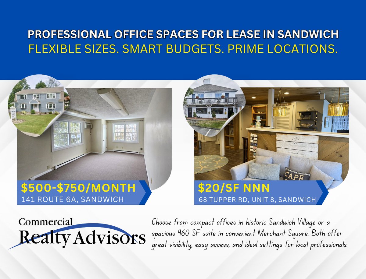 ComRealtyNet's tweet image. Tired of your dog barking throughout your Zoom calls? 💻
You need a quiet, affordable, office space to lock-in to your work! 🔐

📞 Don’t wait — call 508-862-9000 to schedule your tour today!

#CapeCodOffice #SandwichMA