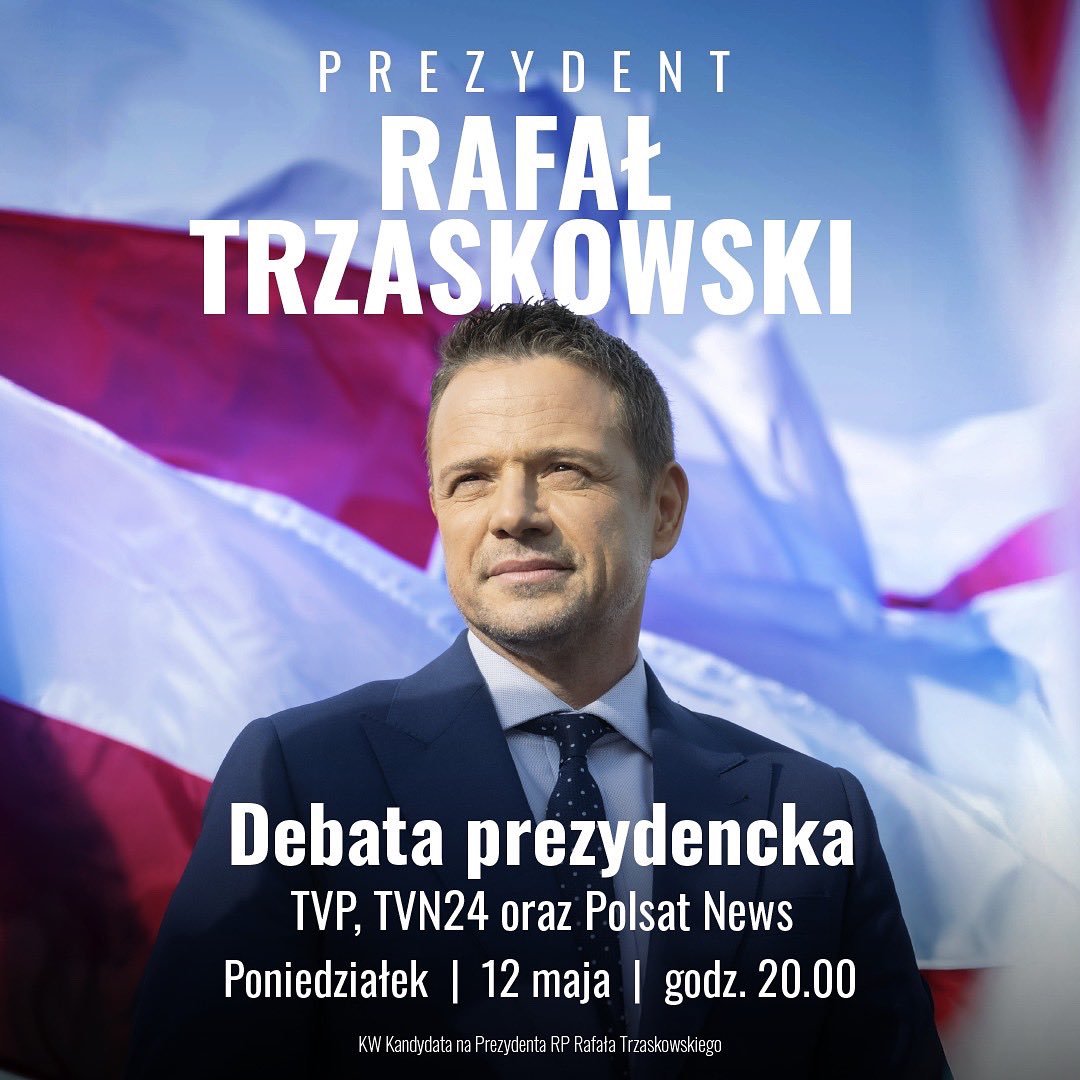 Ostatni tydzień przed pierwszą turą wyborów. Kolejna debata prezydencka. Widzimy się o 20.00.

#WygraCałaPolska #Trzaskowski2025